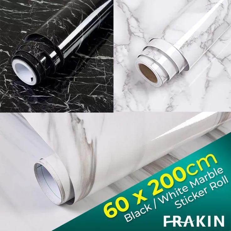 Best Self-Adhesive Black & White Marble Wall Sticker 60x200cm | Waterproof PVC Decorative Wallpaper
