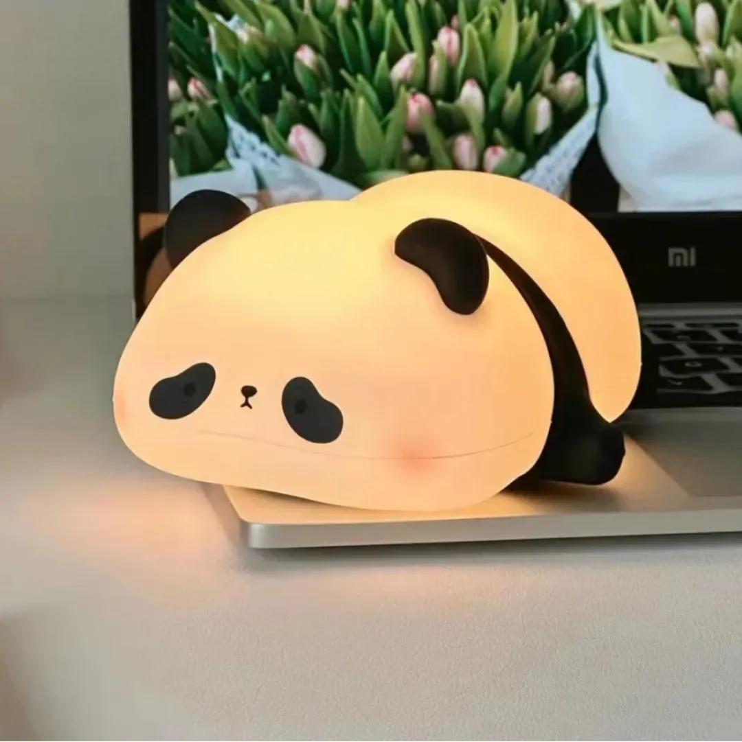 Cute Squishy Panda Silicone Night Light | Rechargeable Auto-Off Bedtime Lamp