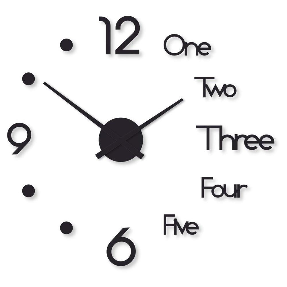 Luxury Large 3D DIY Frameless Wall Clock | Modern Number & Word Design Wall Art