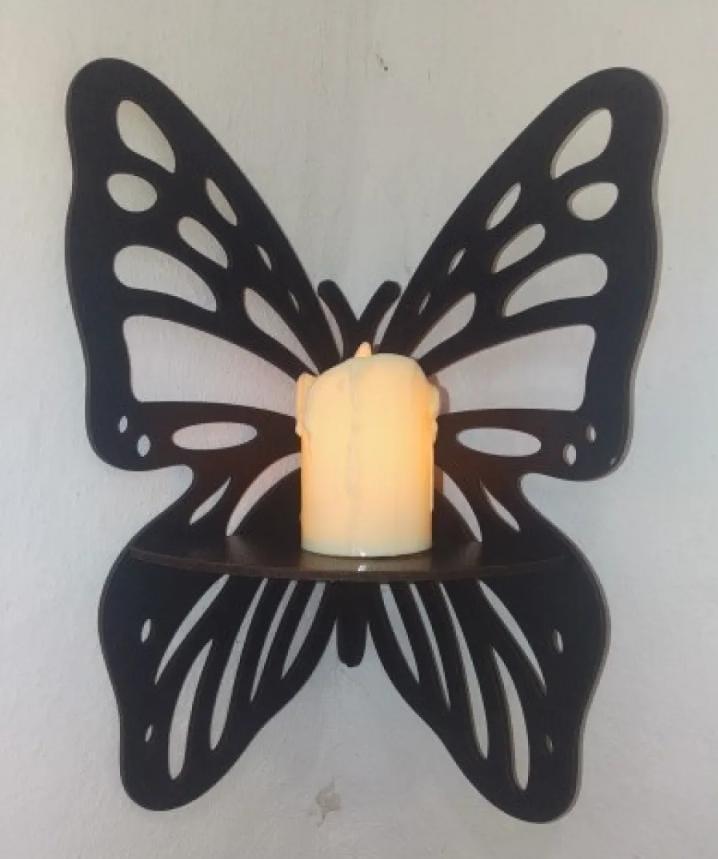 Mega Pack of 5 Butterfly Corner Wall Shelves | 3D Wooden Tiered Candle Holder Set