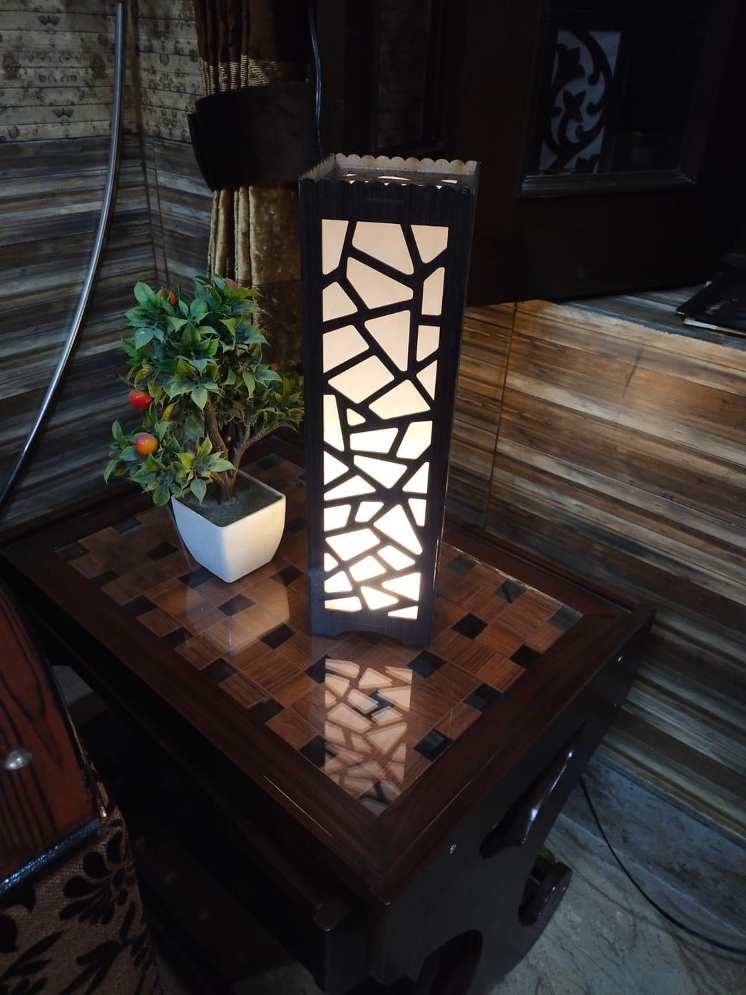 Creative Mosaic Pattern Table Lamp Tower – Soft Glow Warm Night Light for Living Room
