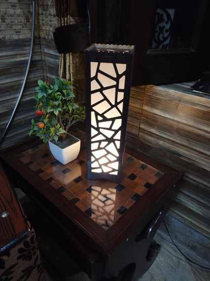 Creative Mosaic Pattern Table Lamp Tower – Soft Glow Warm Night Light for Living Room