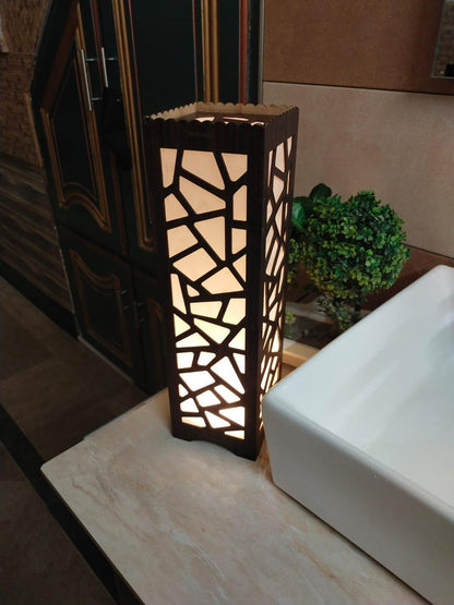 Creative Mosaic Pattern Table Lamp Tower – Soft Glow Warm Night Light for Living Room