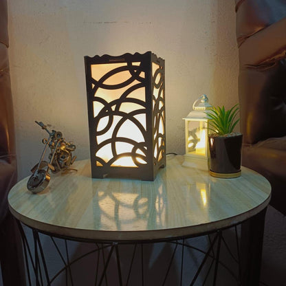 Modern Interlocking Circles Wooden Table Lamp | 3D Laser-Cut Abstract Nightlight