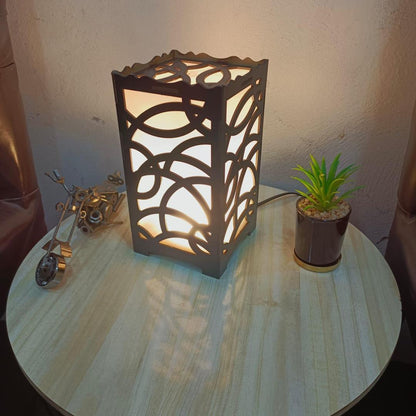 Modern Interlocking Circles Wooden Table Lamp | 3D Laser-Cut Abstract Nightlight