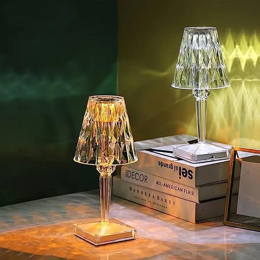 Rechargeable RGB Crystal Diamond Table Lamp | 16-Color Wireless Acrylic Nightlight