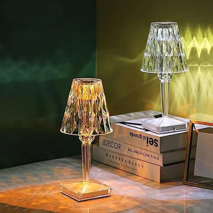 Rechargeable RGB Crystal Diamond Table Lamp | 16-Color Wireless Acrylic Nightlight