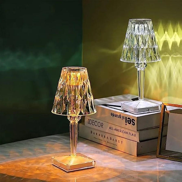 Rechargeable RGB Crystal Diamond Table Lamp | 16-Color Wireless Acrylic Nightlight