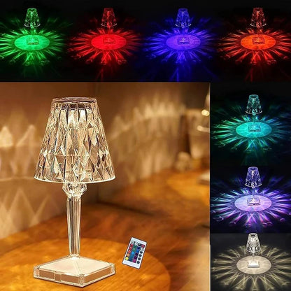 Rechargeable RGB Crystal Diamond Table Lamp | 16-Color Wireless Acrylic Nightlight