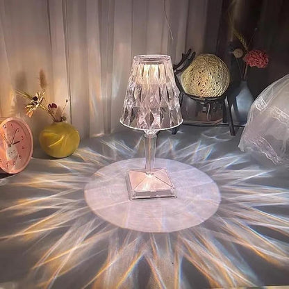 Rechargeable RGB Crystal Diamond Table Lamp | 16-Color Wireless Acrylic Nightlight