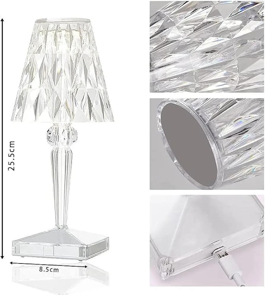 Rechargeable RGB Crystal Diamond Table Lamp | 16-Color Wireless Acrylic Nightlight
