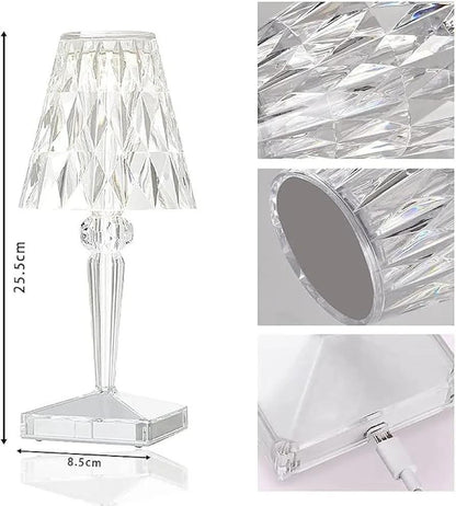 Rechargeable RGB Crystal Diamond Table Lamp | 16-Color Wireless Acrylic Nightlight