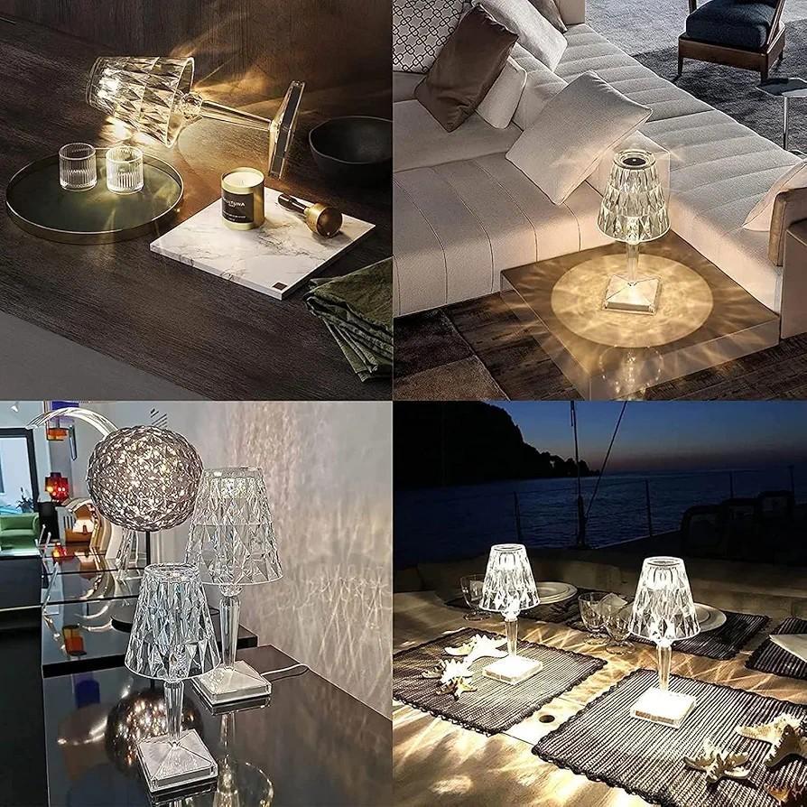 Rechargeable RGB Crystal Diamond Table Lamp | 16-Color Wireless Acrylic Nightlight