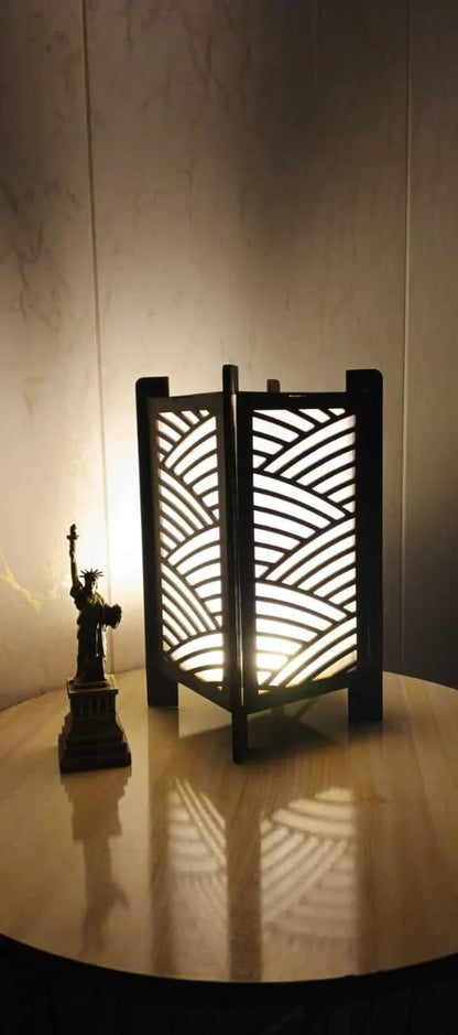 Modern Chevron Pattern Wooden Lantern | 3D Laser-Cut Geometric Table & Floor Lamp