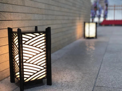 Modern Chevron Pattern Wooden Lantern | 3D Laser-Cut Geometric Table & Floor Lamp