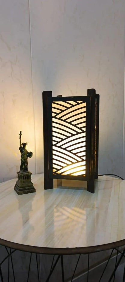 Modern Chevron Pattern Wooden Lantern | 3D Laser-Cut Geometric Table & Floor Lamp