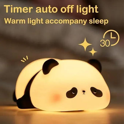 Cute Squishy Panda Silicone Night Light | Rechargeable Auto-Off Bedtime Lamp