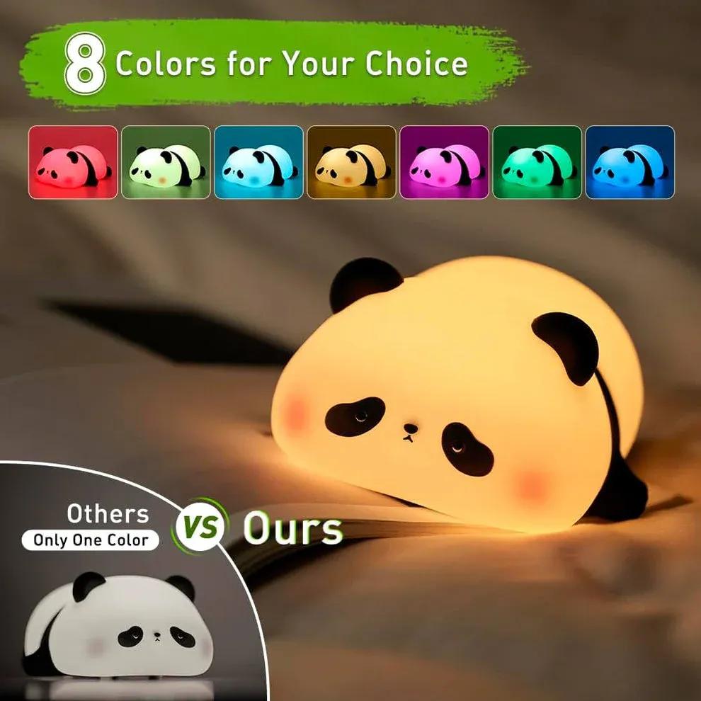 Cute Squishy Panda Silicone Night Light | Rechargeable Auto-Off Bedtime Lamp