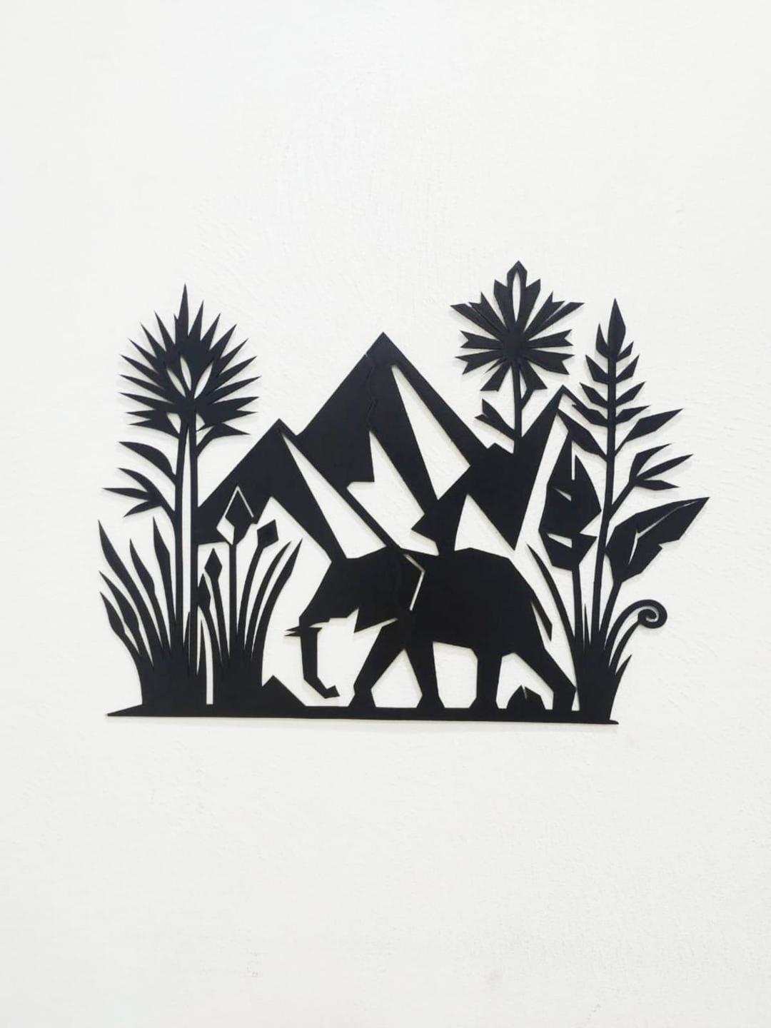 Premium 3D Wooden Elephant Safari Wall Art | Geometric Mountain & Jungle Decor