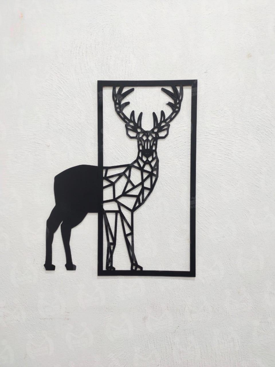 Modern Geometric Deer Wall Art | 3D Abstract Silhouette Stag Frame