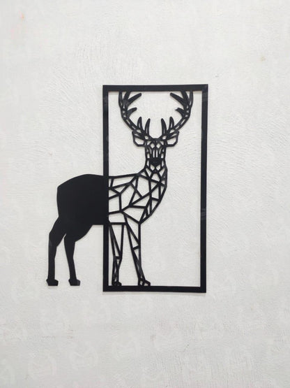 Modern Geometric Deer Wall Art | 3D Abstract Silhouette Stag Frame