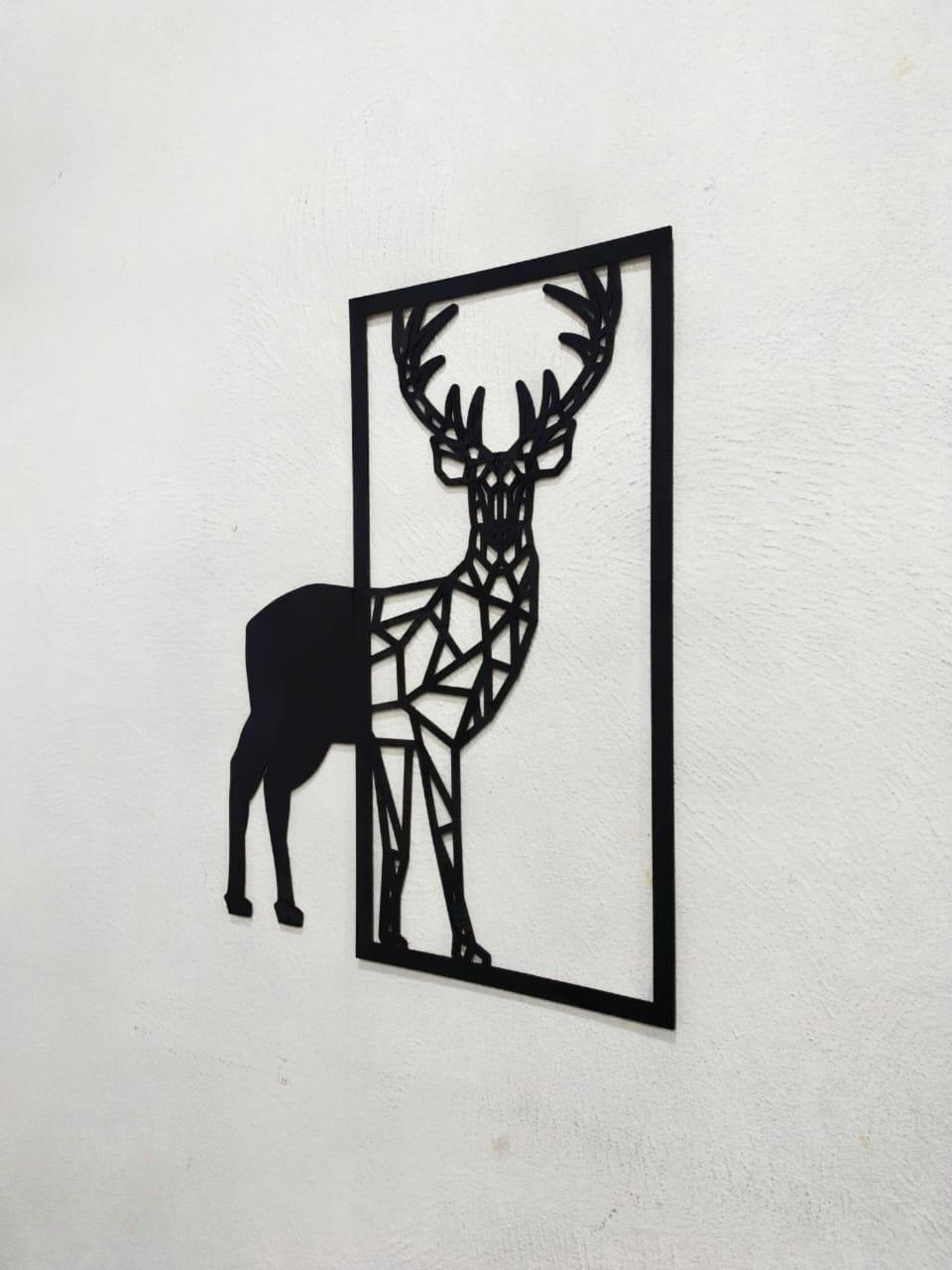 Modern Geometric Deer Wall Art | 3D Abstract Silhouette Stag Frame