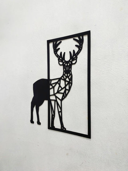 Modern Geometric Deer Wall Art | 3D Abstract Silhouette Stag Frame