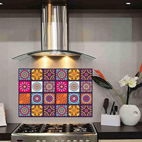Premium 4.8" Self-Adhesive Mandala Tile Stickers | Waterproof Peel & Stick Wall Decors Buy 4.8" Waterproof Mandala Peel & Stick Tile Stickers Online