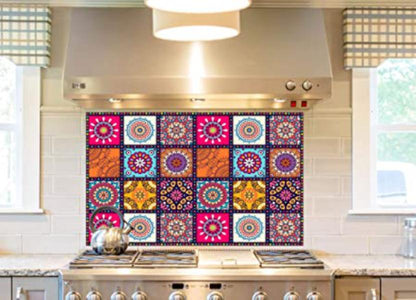 Premium 4.8" Self-Adhesive Mandala Tile Stickers | Waterproof Peel & Stick Wall Decors Buy 4.8" Waterproof Mandala Peel & Stick Tile Stickers Online