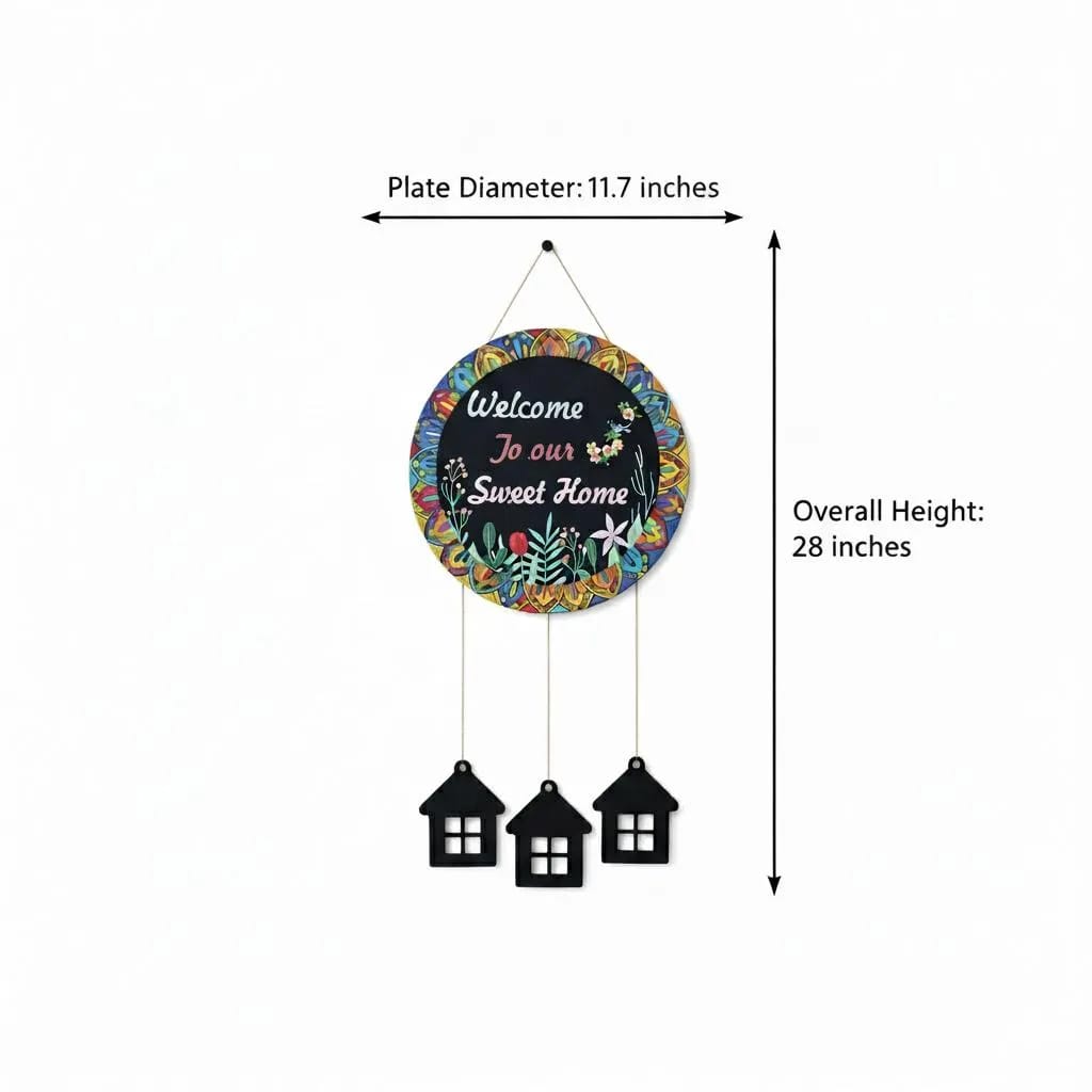 Handcrafted "Welcome To Our Sweet Home" Hanging Plaque | Bohemian Mandala Door Decor