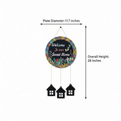 Handcrafted "Welcome To Our Sweet Home" Hanging Plaque | Bohemian Mandala Door Decor