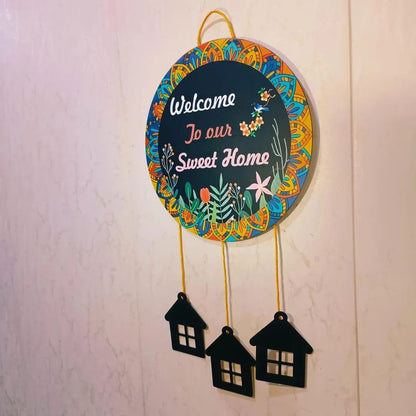 Handcrafted "Welcome To Our Sweet Home" Hanging Plaque | Bohemian Mandala Door Decor