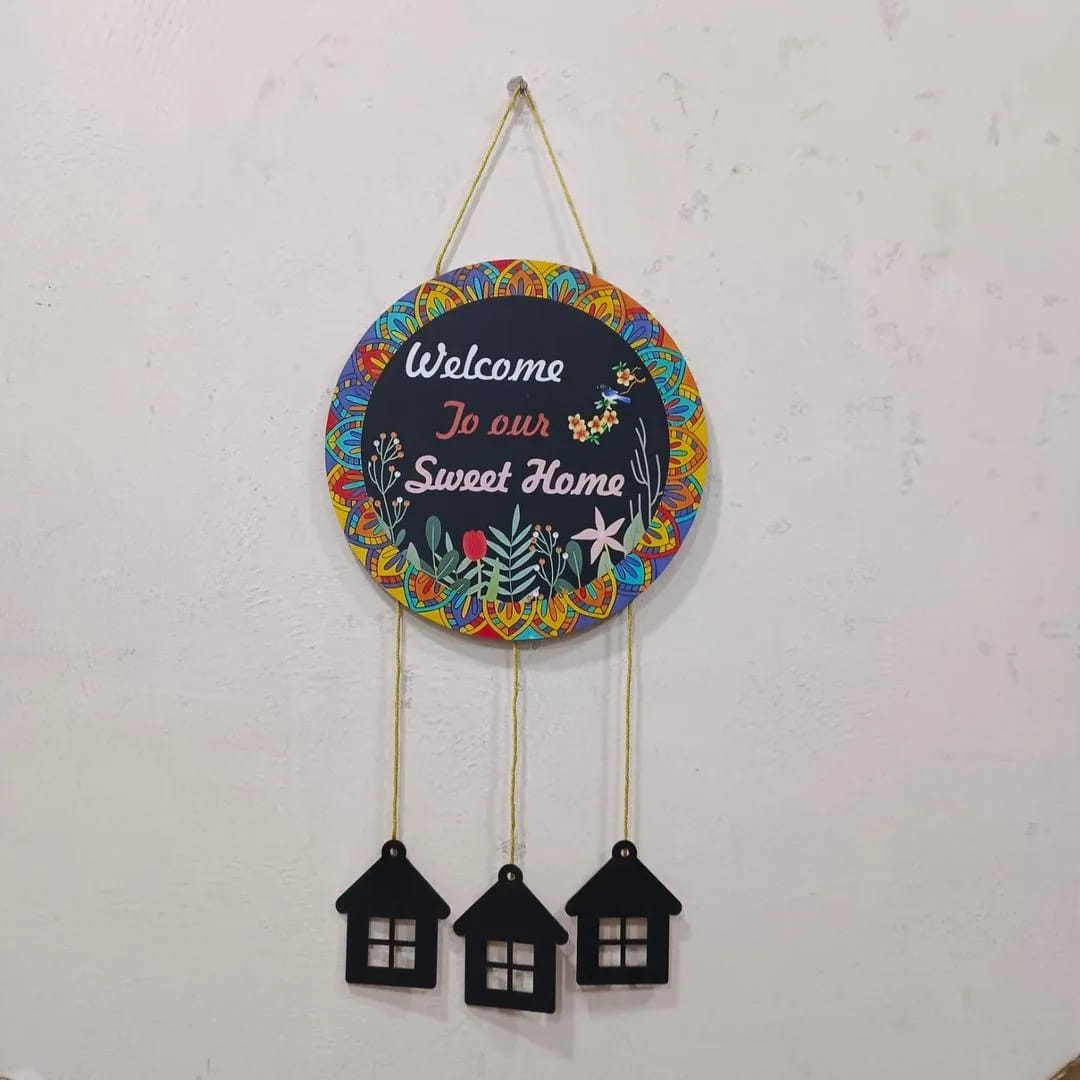 Handcrafted "Welcome To Our Sweet Home" Hanging Plaque | Bohemian Mandala Door Decor