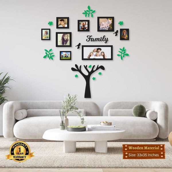 Luxury 3D Wooden Family Tree Photo Frame Set | Large 7-Frame Wall Collage Decor