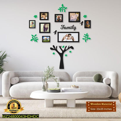 Luxury 3D Wooden Family Tree Photo Frame Set | Large 7-Frame Wall Collage Decor