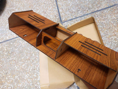 3-in-1 Wooden Wall-Mounted Desk Organizer | Dual Mobile & Pen Holder with 7 Key Hooks