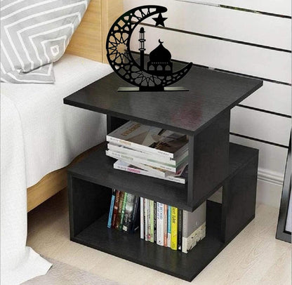 Luxury Ramadan Crescent Moon Wooden Table Decor | Islamic Mosque Silhouette Stand