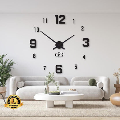 Luxury Large 3D DIY Frameless Wall Clock | Modern Number & Word Design Wall Art