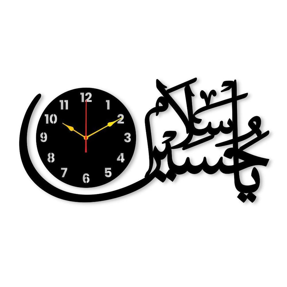 Illuminated "Ya Hussain" 3D Acrylic Clock – Glowing Islamic Home Decor