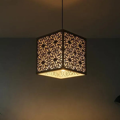 : Premium Geometric Mandala Wooden Pendant Light | 3D Laser-Cut Hanging Ceiling Lamp