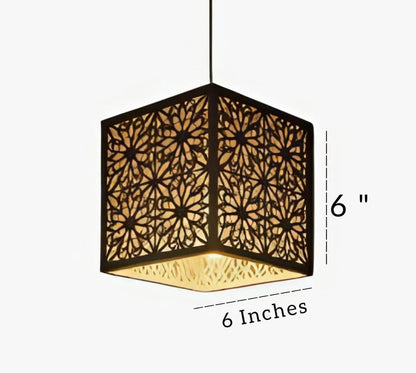 : Premium Geometric Mandala Wooden Pendant Light | 3D Laser-Cut Hanging Ceiling Lamp