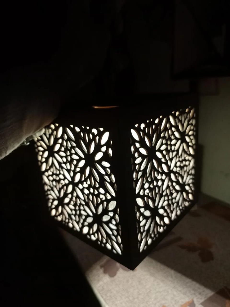 : Premium Geometric Mandala Wooden Pendant Light | 3D Laser-Cut Hanging Ceiling Lamp