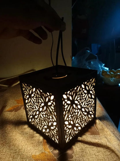 : Premium Geometric Mandala Wooden Pendant Light | 3D Laser-Cut Hanging Ceiling Lamp