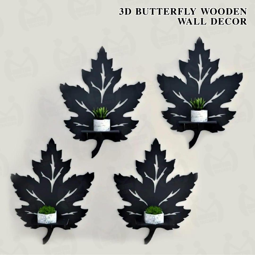 Luxury Chinar Leaf Floating Shelf Set – 4-Piece Geometric Botanical Wall DecorBuy 4-Piece 3D Maple Leaf Wall Mounted Floating Shelves Online