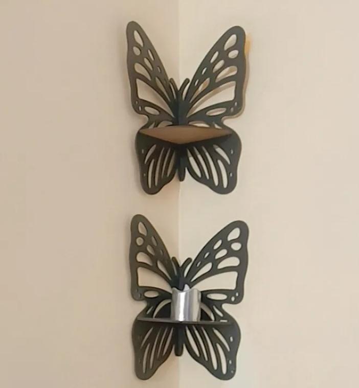 Mega Pack of 5 Butterfly Corner Wall Shelves | 3D Wooden Tiered Candle Holder Set