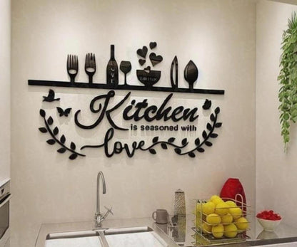 Creative Wooden Kitchen Sign Collage with Leaf & Bird Accents – Elite Cooking Area Wall Framing