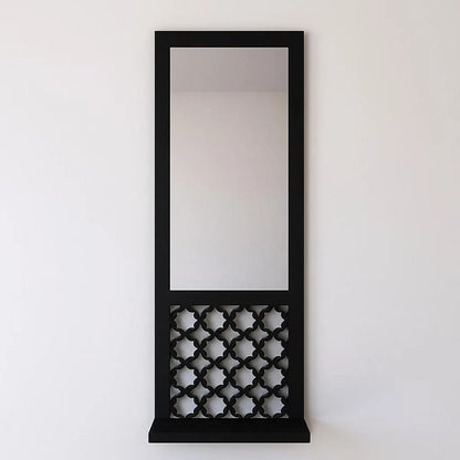 Luxury 3-Piece Vertical Wooden Wall Mirror Set | Geometric Jaali Work Accent Mirrors