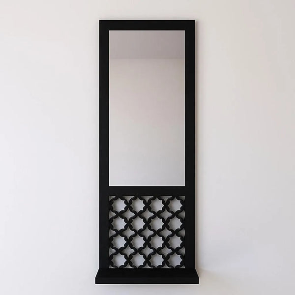 Luxury 3-Piece Vertical Wooden Wall Mirror Set | Geometric Jaali Work Accent Mirrors