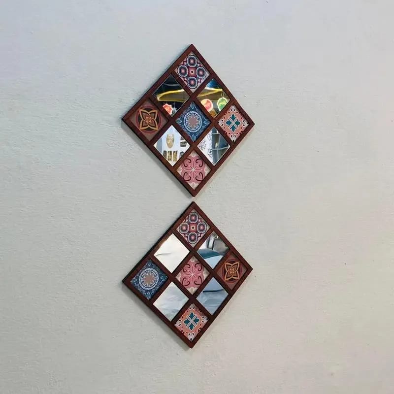 Premium 3-Piece Geometric Decorative Wall Mirror Set | Bohemian Moroccan Wall Art