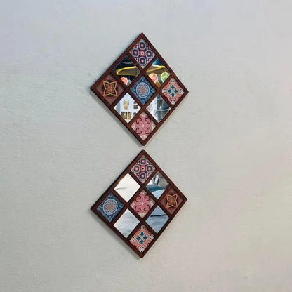 Premium 3-Piece Geometric Decorative Wall Mirror Set | Bohemian Moroccan Wall Art